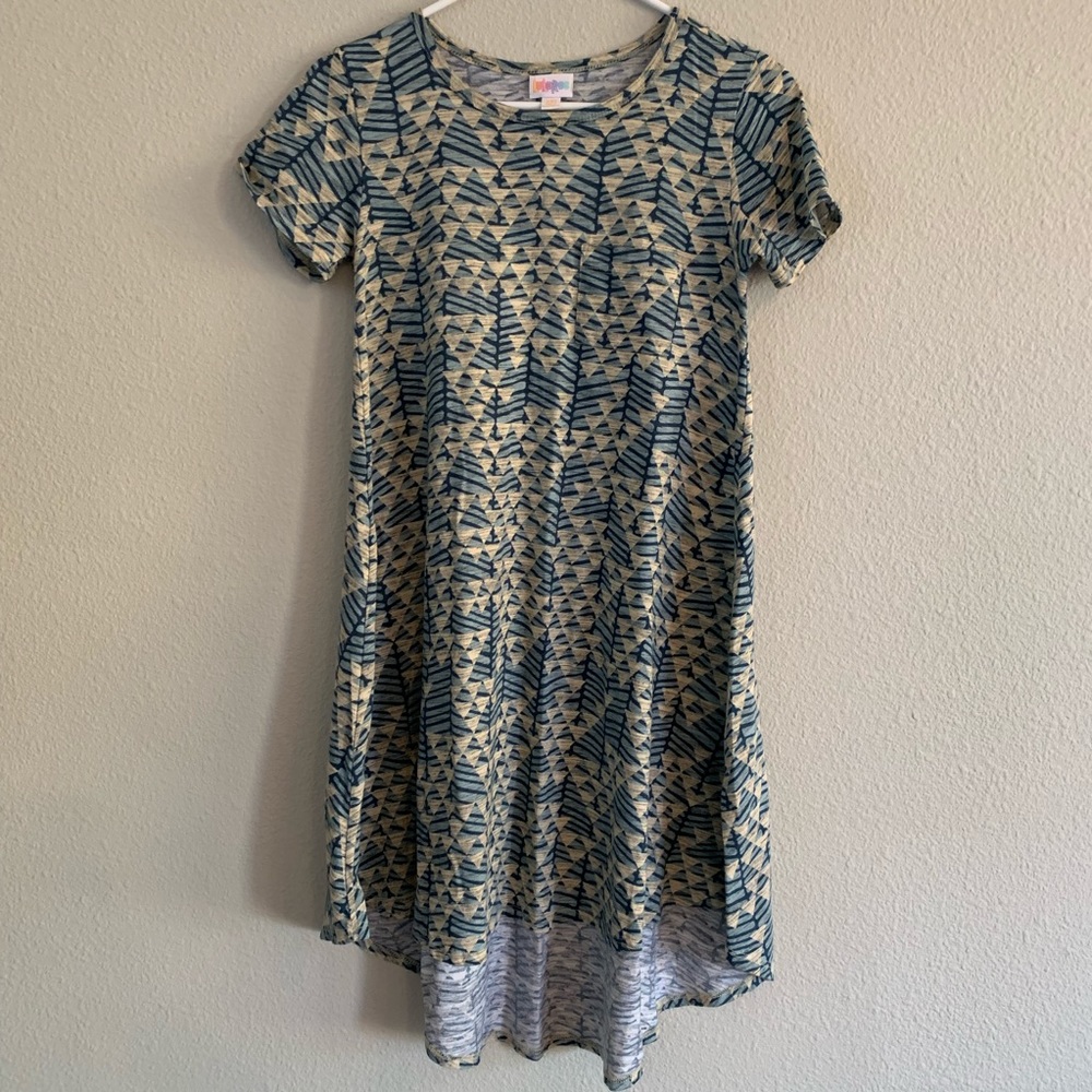 Lularoe Carly Dress Blue/Grey Sz XXS